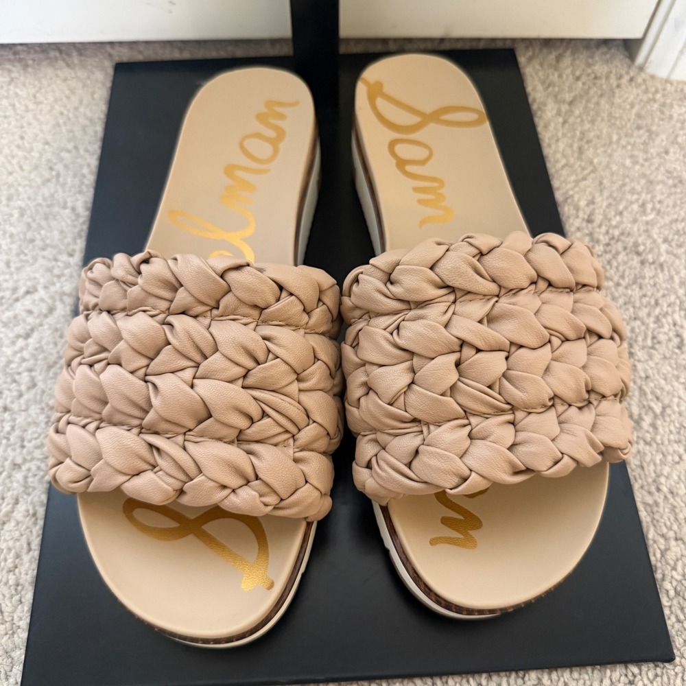 Sam Edelman‎ Women's Ainslie Braided Platform Slide Sandal Size 10 Beige Nappa